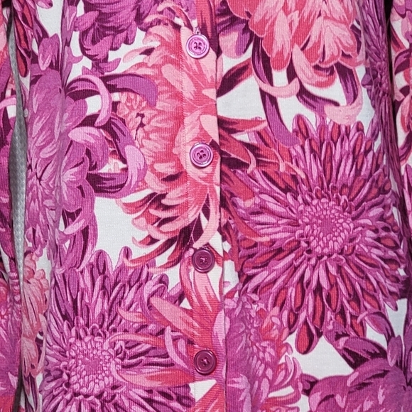VTG Isaac Mizrahi Live Pink Floral Cotton Cardigan Women's (L) - Picture 6 of 10